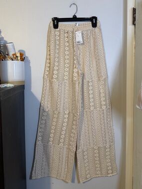H&M Crochet Wide-Leg Pants - Cream